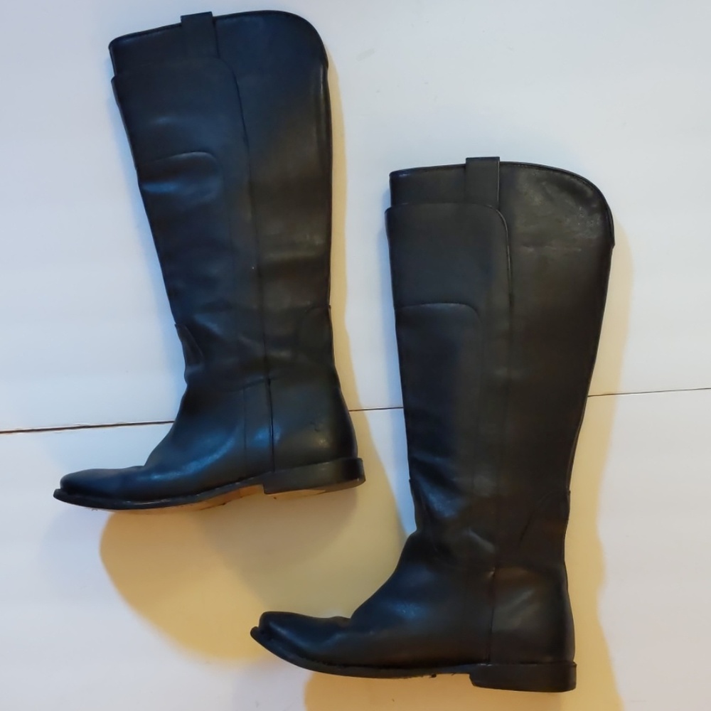 Frye tall black leather riding boots-sz 7 1/2 B